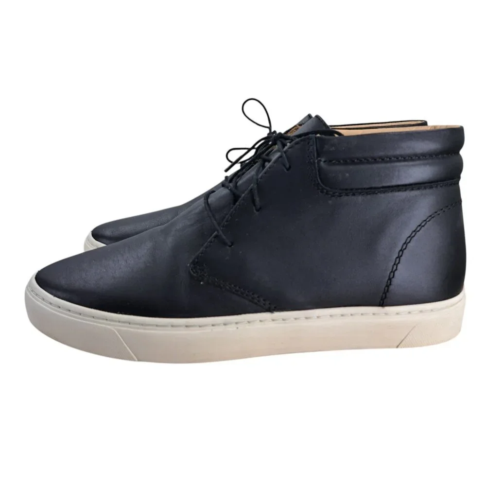 Nisolo Everyday Mid Top Black Leather Sneaker Size 9.5 Cortez Vibram Chukka